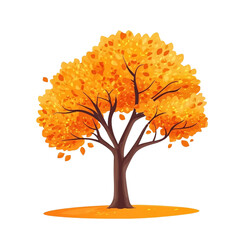 Autumn tree golden leaves falling gently nostalgic scene