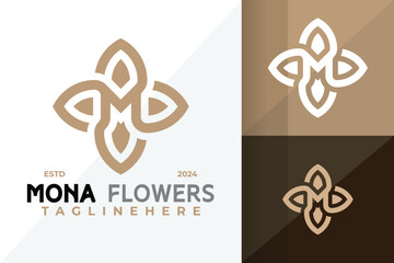 Letter M Flower Logo Icon Vector Design Illustration