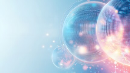 Abstract design featuring glowing spheres and connecting network nodes