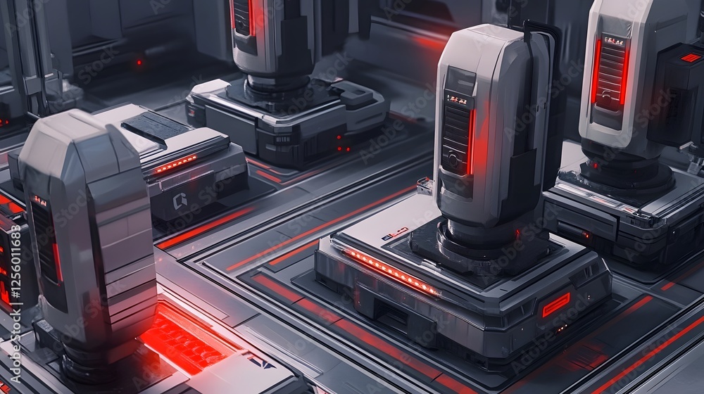Aufkleber fully automated futuristic factory assembly line with precision lubrication system