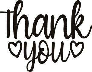 Thank you typography design on plain white transparent isolated background for card, shirt, hoodie, sweatshirt, apparel, tag, mug, icon, poster or badge