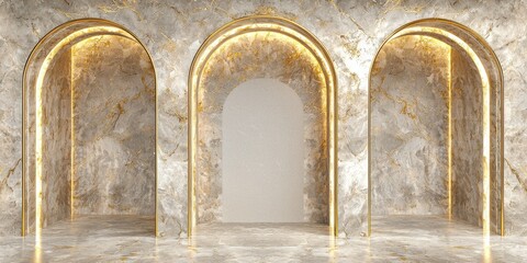 Elegant arched interiors modern space digital art luxurious environment artistic viewpoint