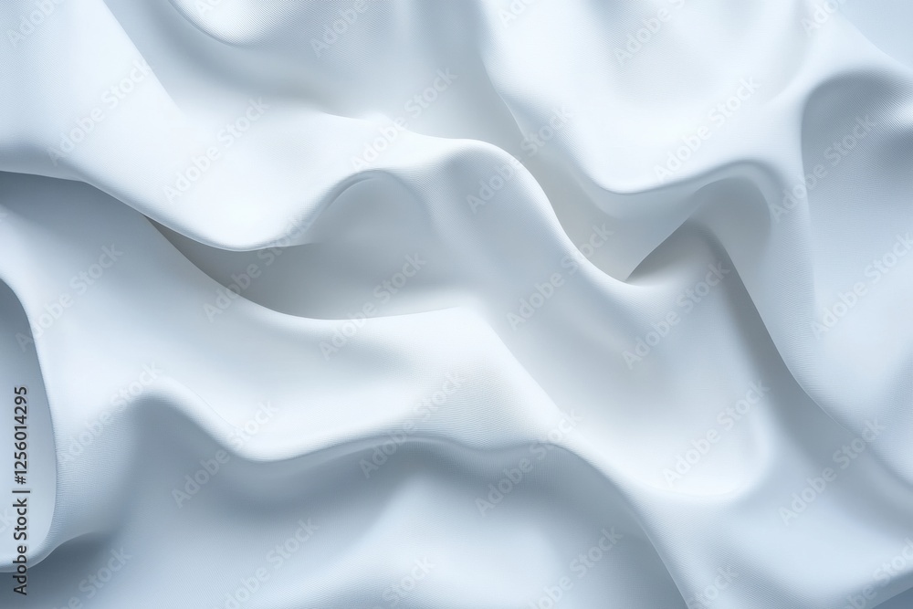 Poster Elegant close-up of a white textured surface featuring gentle, flowing creases, creating a soft and abstract visual effect