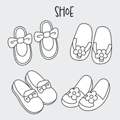 cute shoes ,many styles, lines, hand drawn
