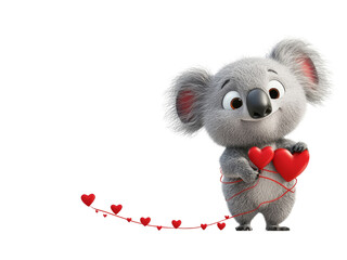Adorable Cartoon Koala with a Red Heart – Ideal for Love, Friendship, and Kids' Illustration Projects