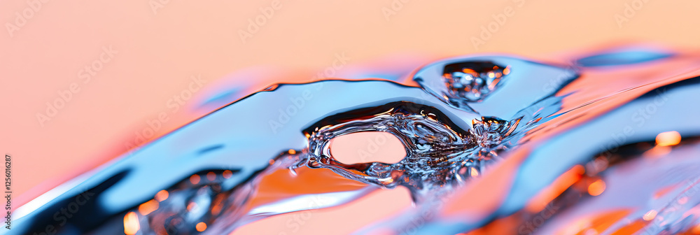 Wall mural Abstract Metallic Liquid Form in Blue and Orange Hues