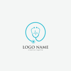 Medical, doctor, stethoscope, health care, nurse fully editable vector logo template