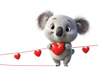 Cute Cartoon Koala Bear Holding a Heart – Perfect for Valentine's Day, Animal Lover Gifts, or Nature-Themed Designs