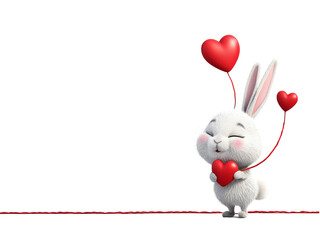 Adorable Cartoon Rabbit with a Red Heart – Ideal for Love, Friendship, and Kids' Illustration Projects