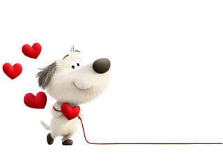 Cute Cartoon Dog Holding a Heart – Perfect for Valentine's Day or Pet-Themed Designs