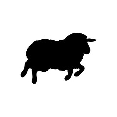 Cute baby sheep jumping silhouette vector flat illustration design on white background.