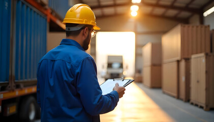 worker in container park