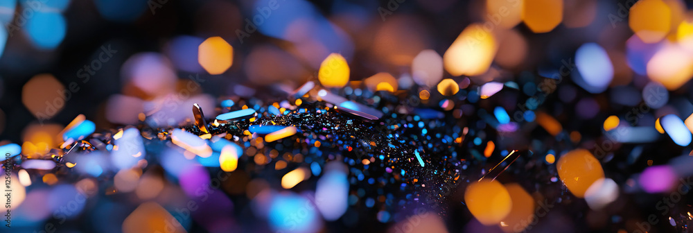 Poster metallic particles with bokeh lighting