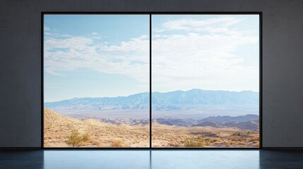 Desert Vista Through Modern Glass Window