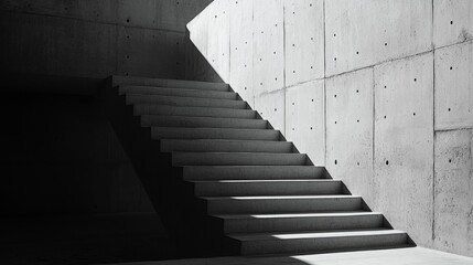 Fototapeta premium Modern Concrete Stairs with Dramatic Light and Shadow