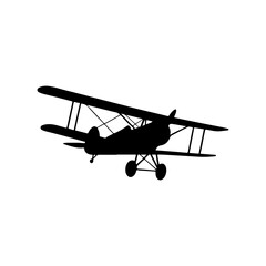 Bi plane flying silhouette vector flat illustration design on white background. © Techzaka