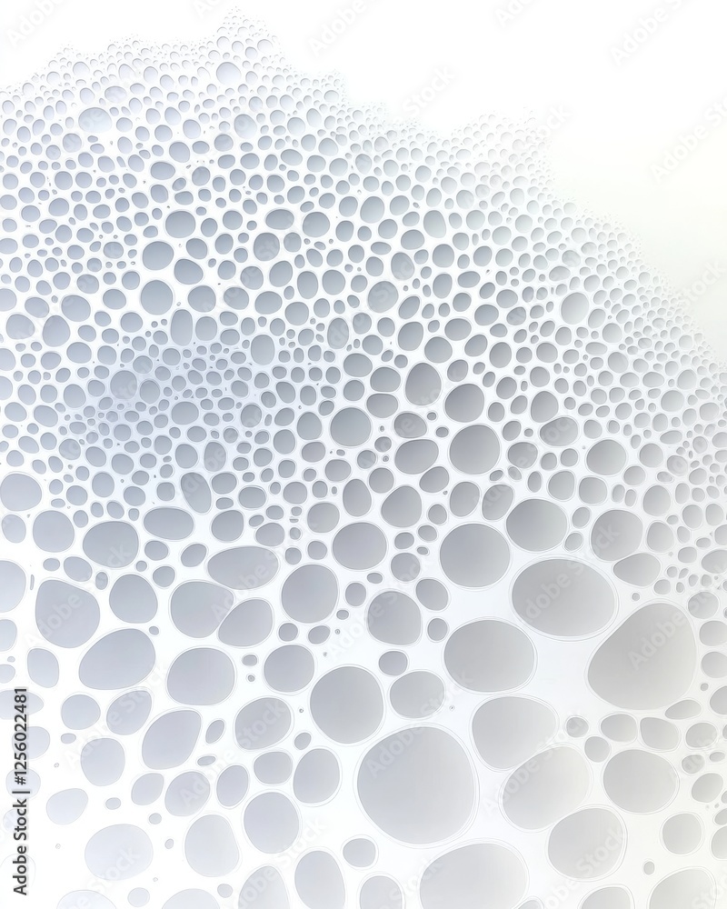 Poster a soft, abstract image featuring numerous translucent bubbles of varying sizes on a light background