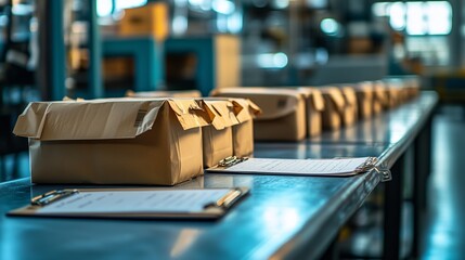 Brown Paper Packages on a Table in a Warehouse Environment
