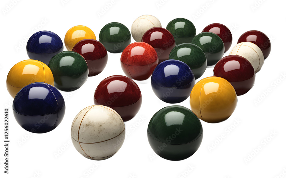 Poster A high-quality bocce ball set with a small pallino, isolated on a empty plain background
