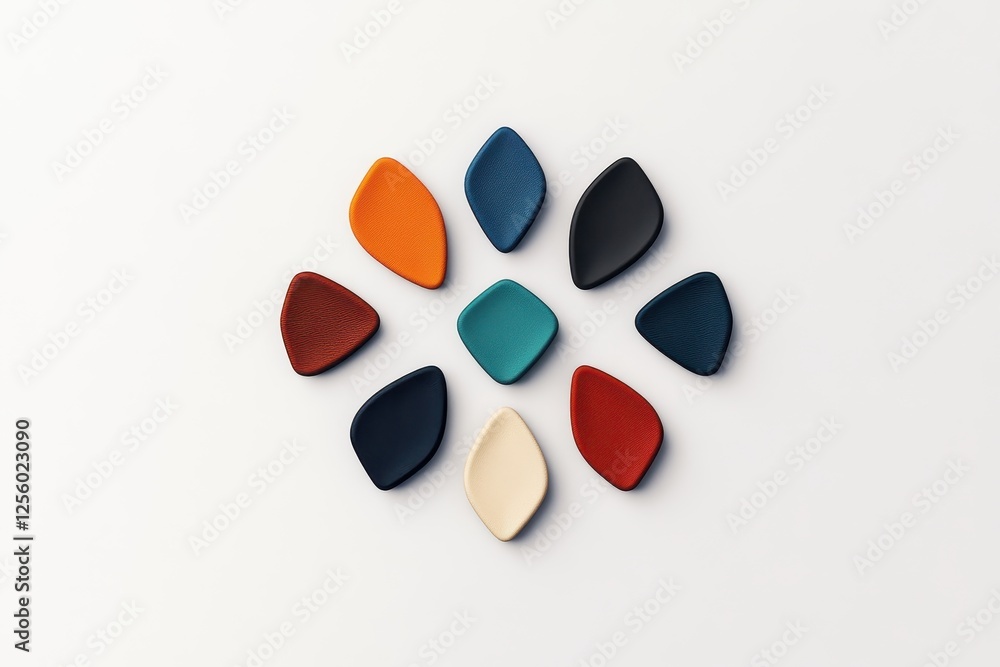 Aufkleber colorful array of textured shapes arranged harmoniously on a light surface showcasing artistic desig