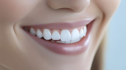 Fototapeta premium Closeup portrait of a beautiful young woman with a confident joyful and radiant smile revealing her healthy gleaming white teeth The facial expression exudes a sense of happiness positivity