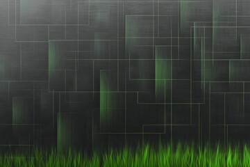 Obraz premium A textured background featuring dark shades with vertical green lines, resembling grass against a muted, abstract surface.