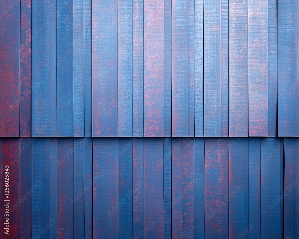 Aufkleber a textured surface featuring vertical stripes in varying shades of blue with hints of red, creating 