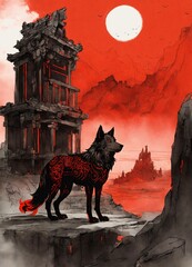 wolf howling at the moon