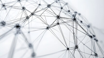 Obraz premium Connected network structure of lines and nodes in close up