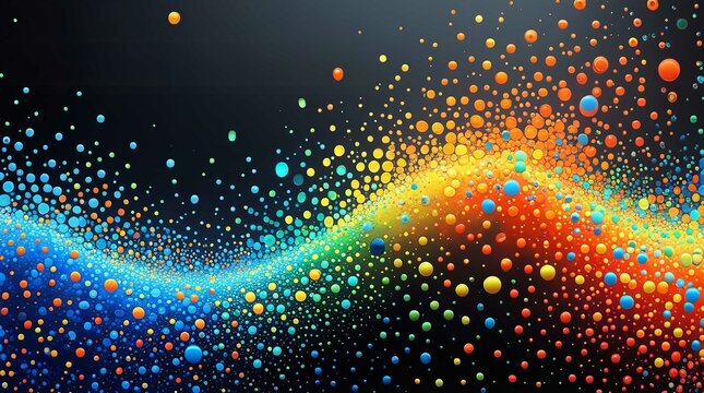 A colorful painting of a rainbow color with many dots