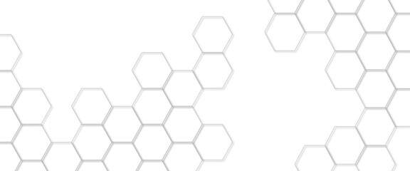 Abstract white hexagonal geometric background with shadow. Luxury white 3D futuristic honeycomb mosaic white background. Abstract white lines background. 