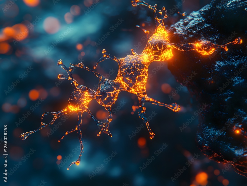 Aufkleber glowing neural network illustration in abstract digital style