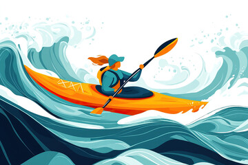 Adventure kayaking in turbulent ocean waves - perfect for water sport enthusiasts and outdoor exploration
