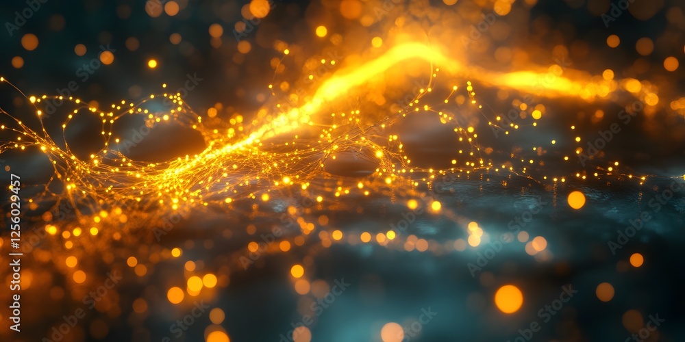 Aufkleber Abstract glowing lines and particles in a dynamic visual display