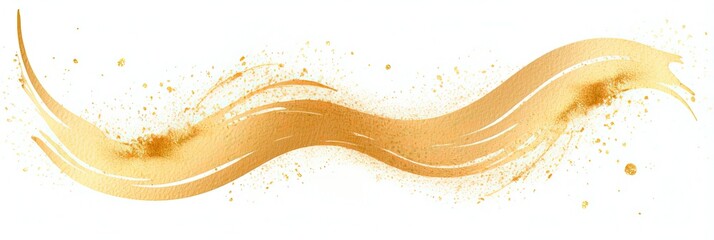 Golden Glitter Brush Stroke Banner - Luxurious Sparkling Gold Line Art for Labels and Decoration (16:9)