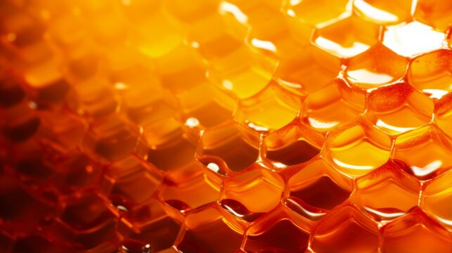 Golden Honeycomb Polyscape. Abstract Polygonal Background with Honey Cell Texture Ideal for Food, Sweet and Honey Bee Related Projects