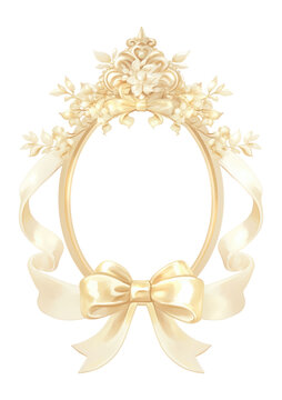 PNG Coquette blank mirrow ribbon style art.
