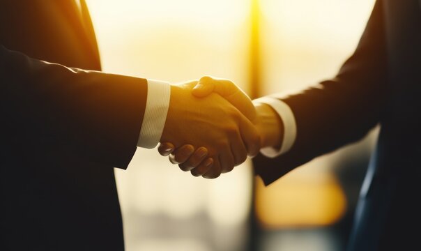 商务谈判合作成功的握手瞬间