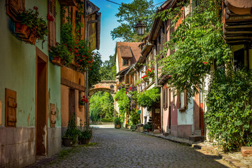 Beautiful street view on the city of Kaysersberg in Alsace