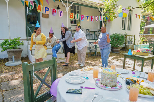 Disabled friends celebrating birthday
