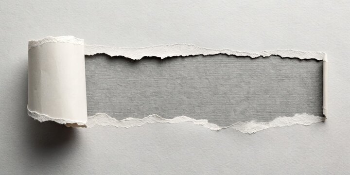 Torn Paper Reveal Grey Texture Background, Abstract Composition, Ripped Edge Design, White Paper Curl Keywords texture, background - Powered by Adobe