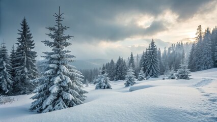 Winter Sunrise in Snowy Forest Landscape Photography, Snow Covered Trees, Serene Nature, Winter Wonderland Winter landscape, snow photography