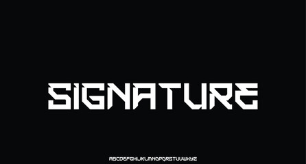 Signature, Minimal modern logo alphabet font. Typography abstract minimalist sans serif technology, electronic, digital, music, movie, creative logos fonts. vector illustration
