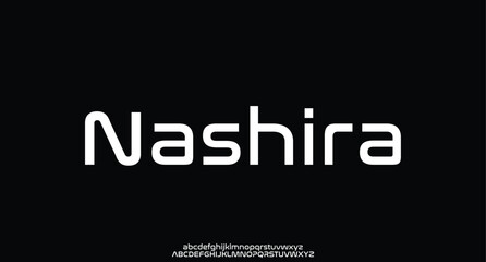 Nashira, Minimal modern logo alphabet font. Typography abstract minimalist sans serif technology, electronic, digital, music, movie, creative logos fonts. vector illustration
