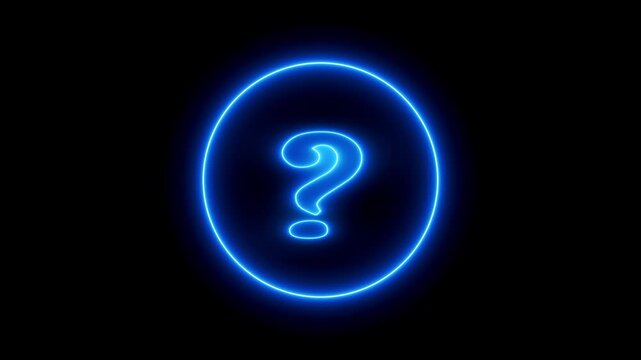 Glowing Neon Animated Question Mark and Abstract Colorful Particles Video