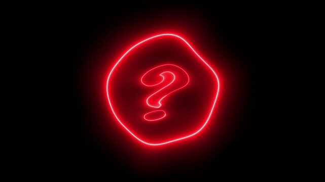 Abstract Particles and Neon Animated Question Mark with Glowing Light