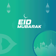 Eid mubarak islamic greeting card with empty background, vector illustration