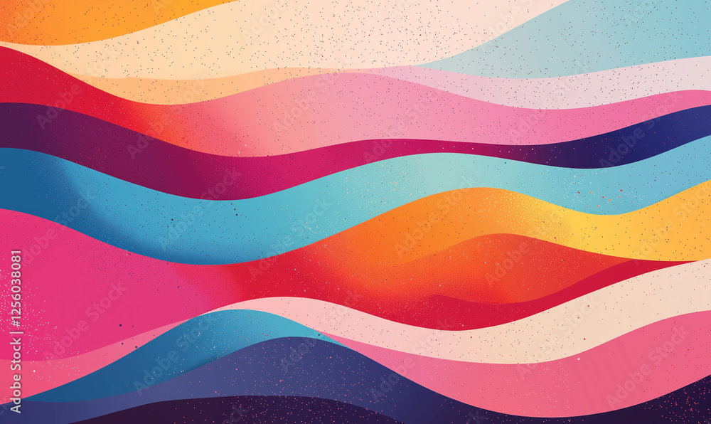 Poster colorful abstract waves with varying shades and smooth curves create a vibrant visual rhythm.