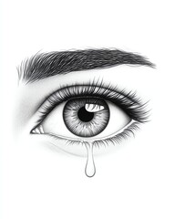 Fototapeta premium Emotional intelligence mastery concept A detailed illustration of a crying eye.