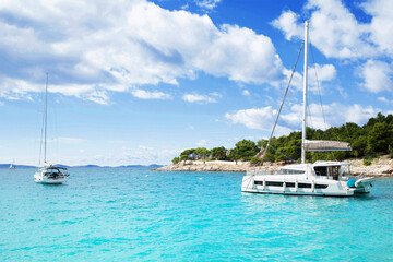 Beautiful bay with sailing boats, Kornati National Park, Croatia